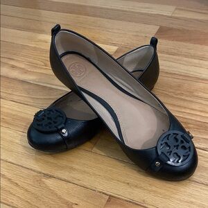 Tory Burch Black Leather Ballet Flats